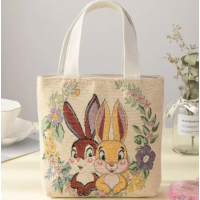 Embroidery Canvas Bag Cute Debit Flowers Tote Bag